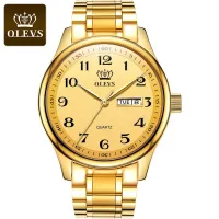 OLEVS 5567 Quartz Casual Watch Gift Alloy Watchband Round-dial Wristwatch Week Display Calendar Luminous